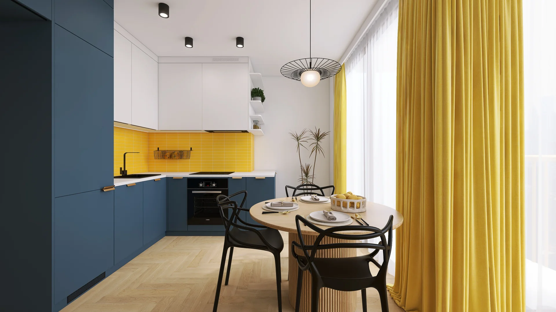 Strefa dzienna — 1 salon z kuchnia — 2