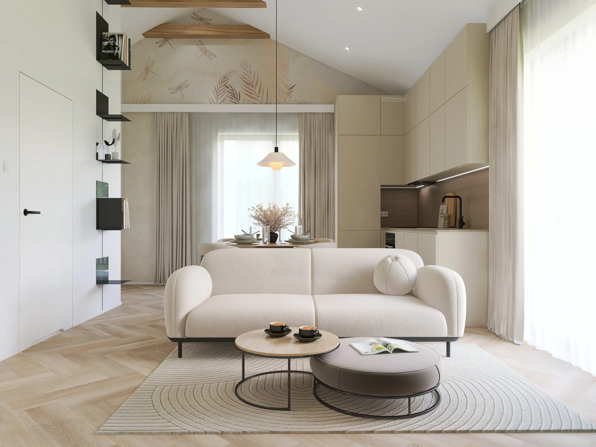 Mieszkanie na piętrze — 5 salon z kuchnia pietro — 3