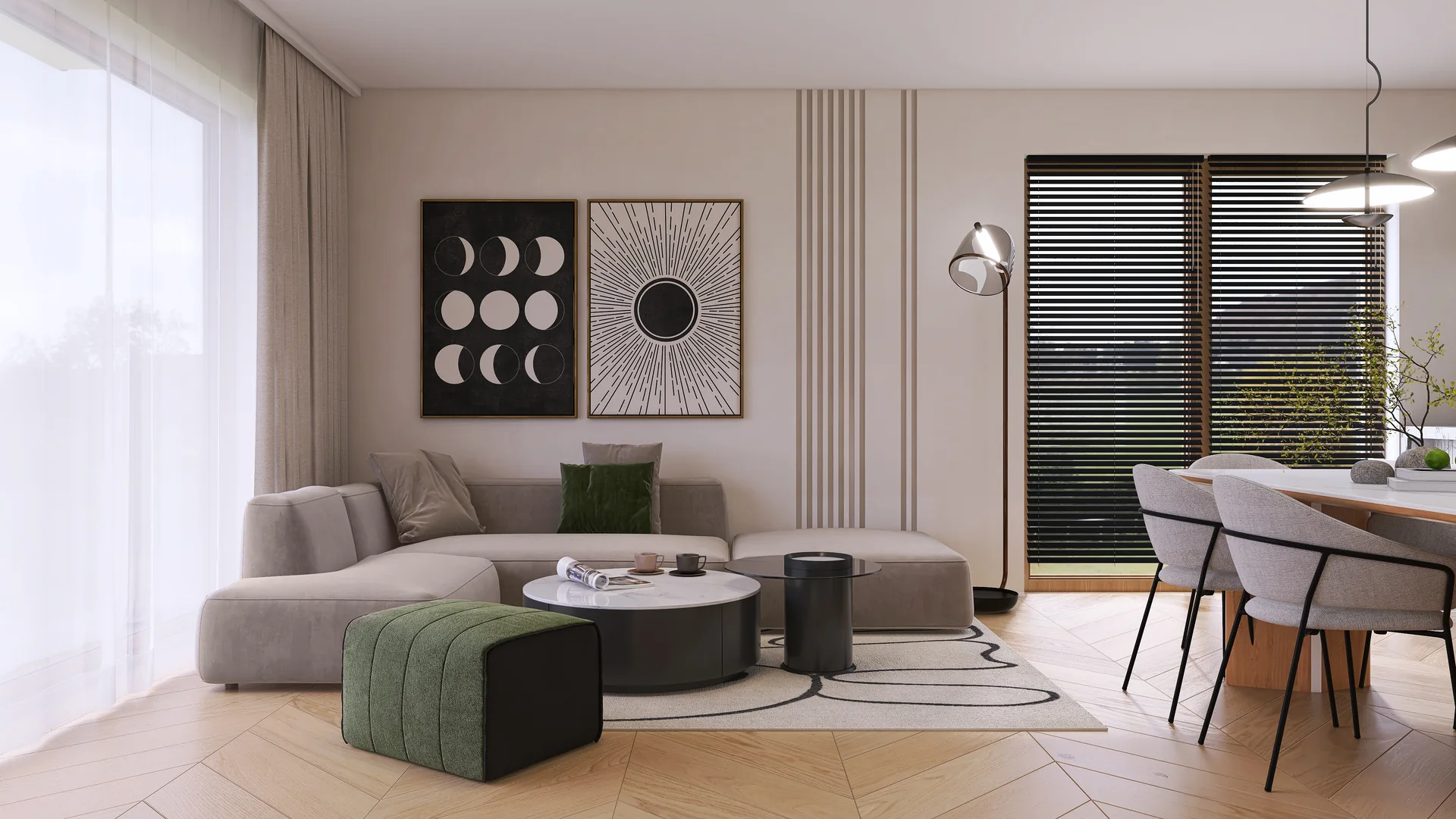 Interiors and ways of living — 1 salon z kuchnia — 1