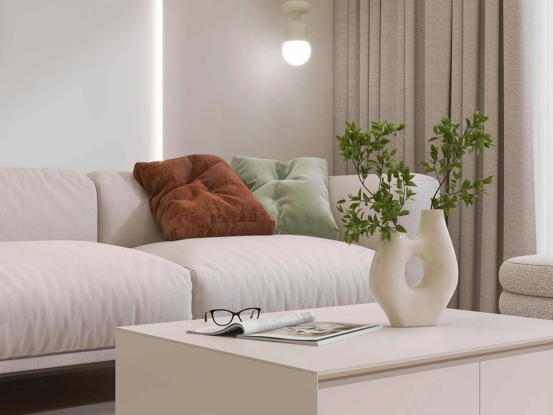 1 salon z kuchnia detal