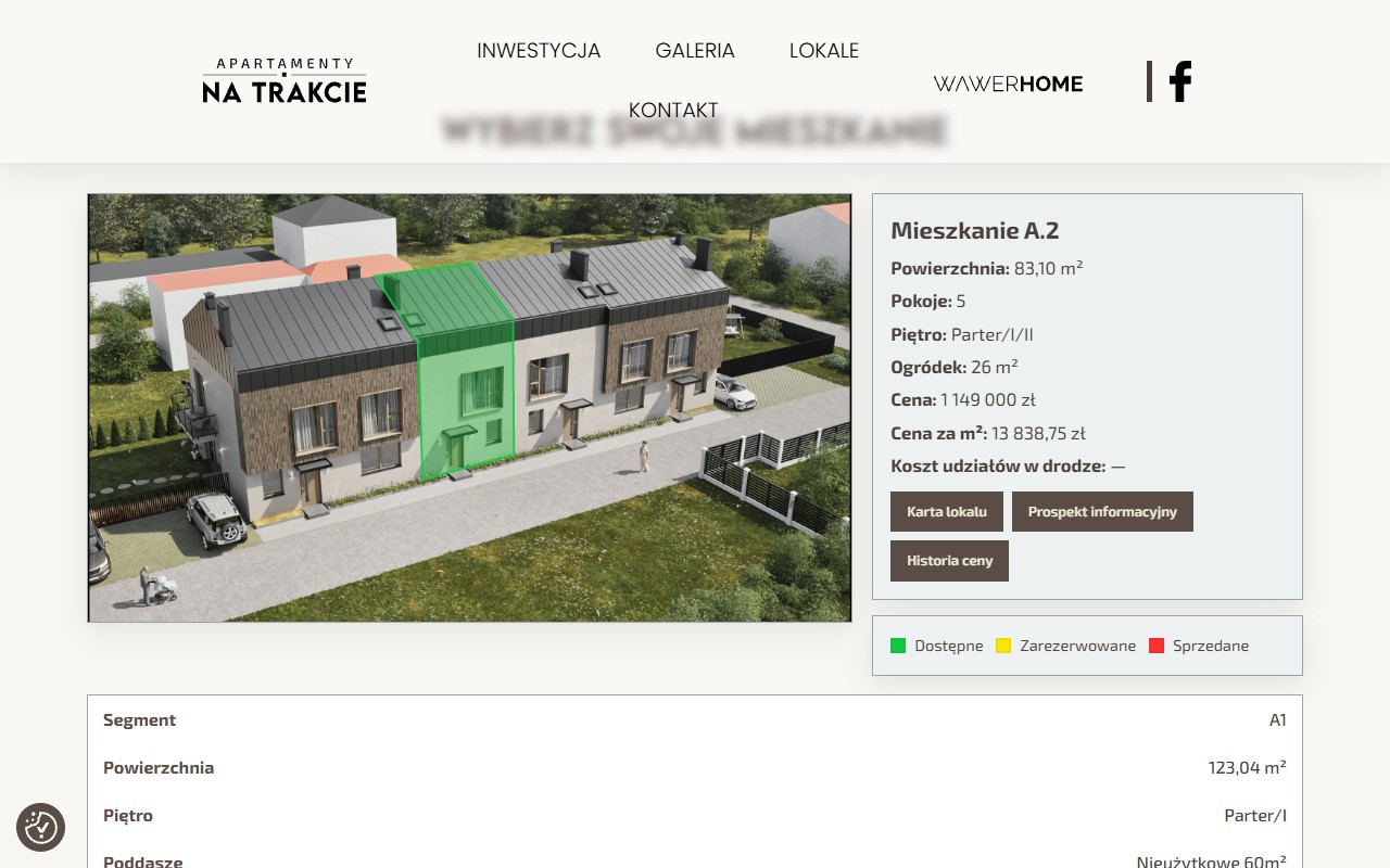 Apartamenty na Trakcie selected home with price, parameters and documents
