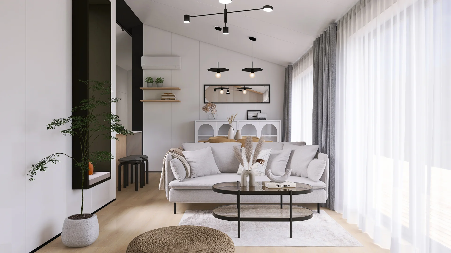 Living room and kitchen — 1 salon — 1