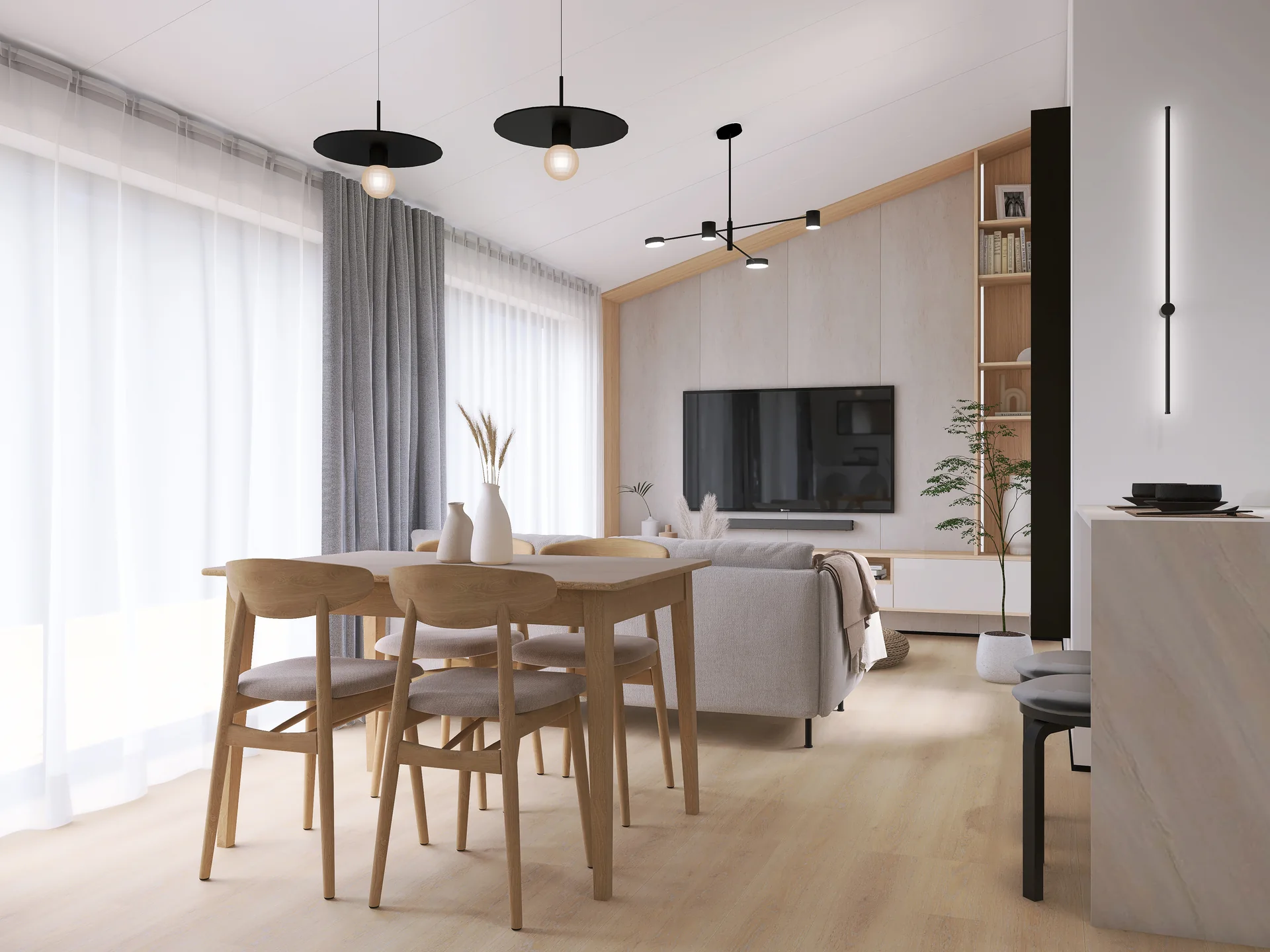 Living room and kitchen — 1 salon — 2
