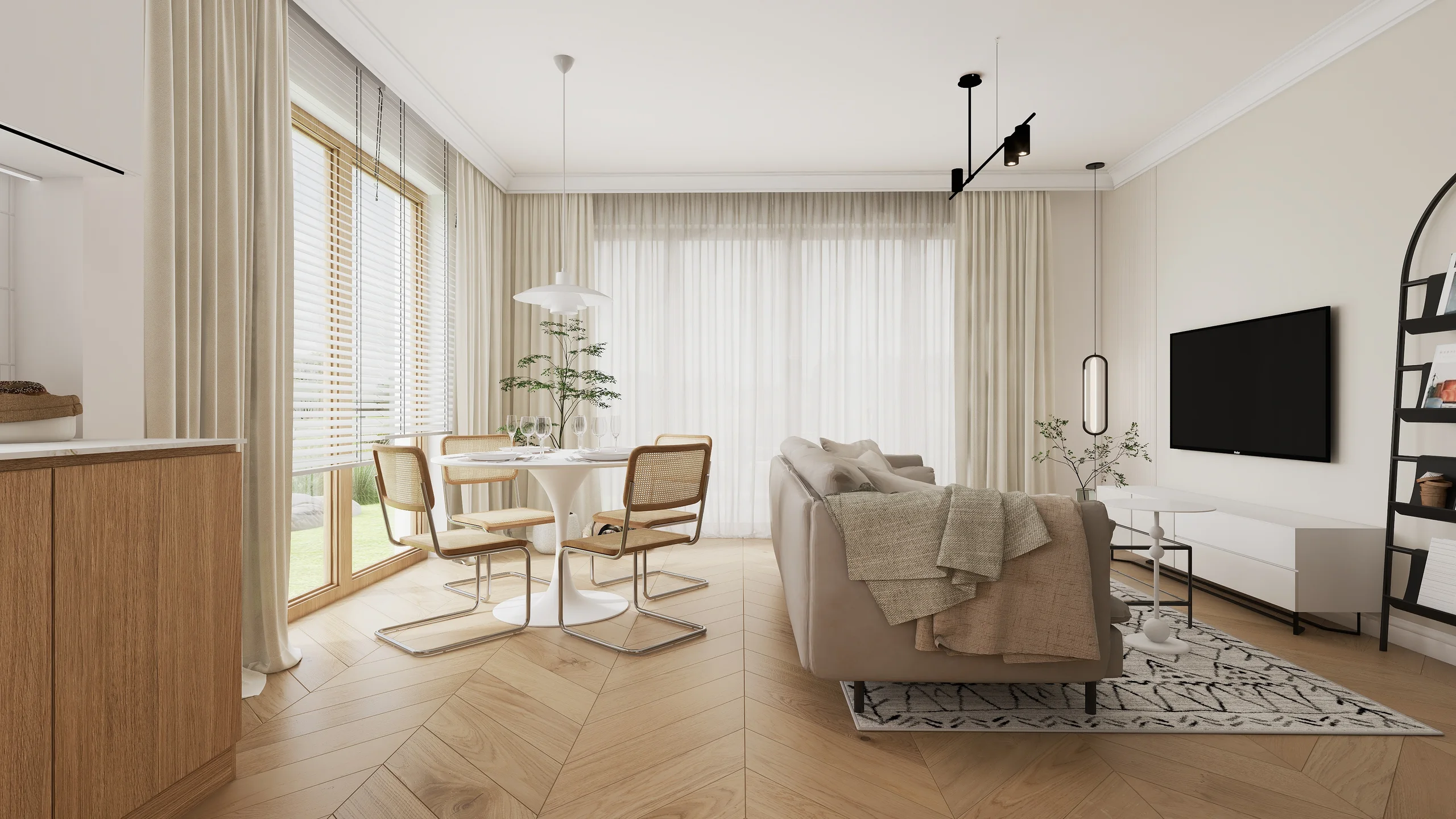 Salon z kuchnia