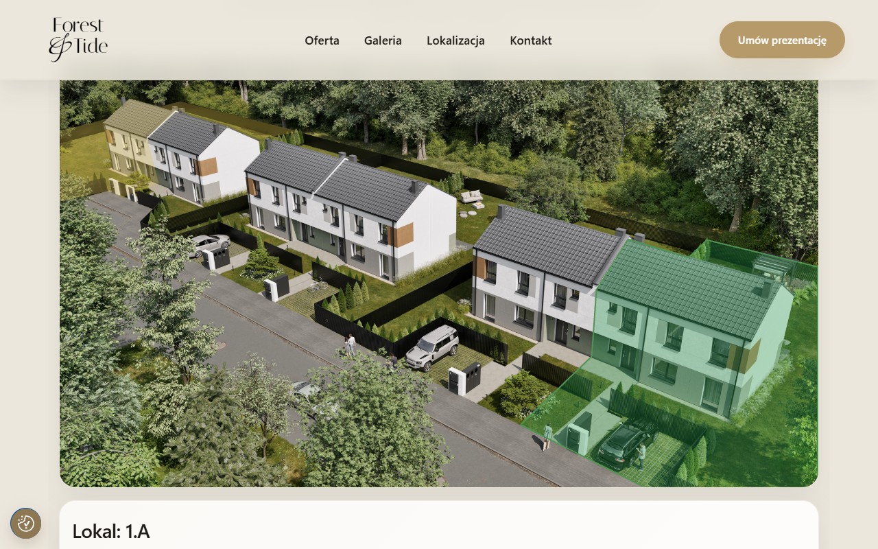Forest & Tide interactive estate view with a selected home
