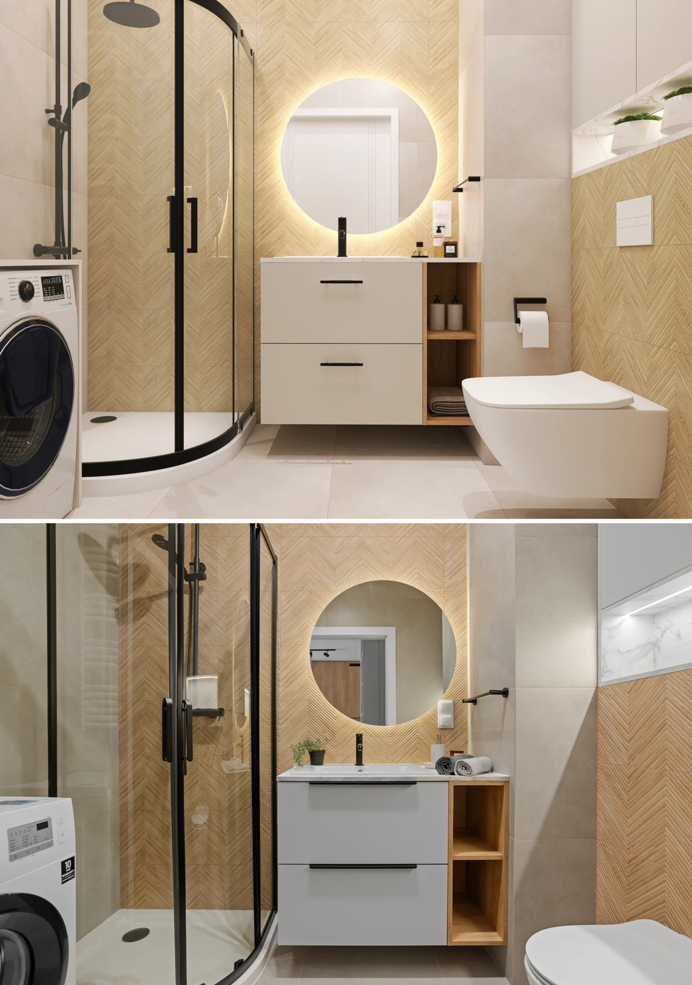 From visualisation to completion — Visualisation and completed interior — comparison 2