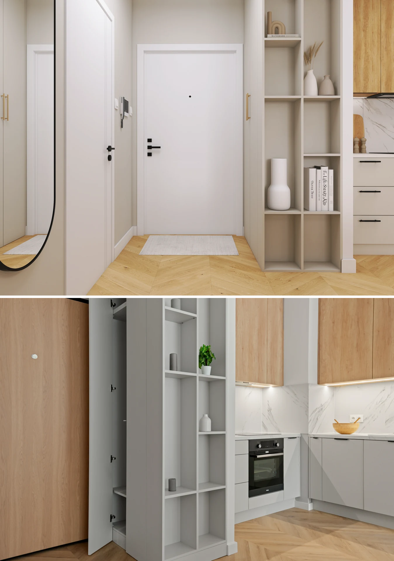 From visualisation to completion — Visualisation and completed interior — comparison 4