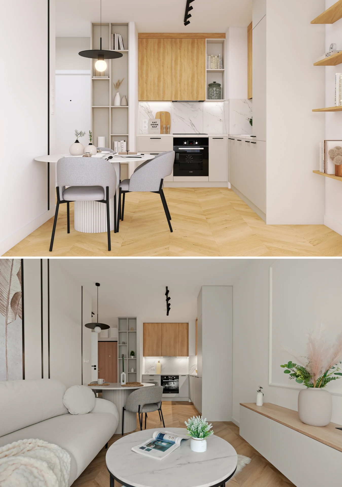 From visualisation to completion — Visualisation and completed interior — comparison 5
