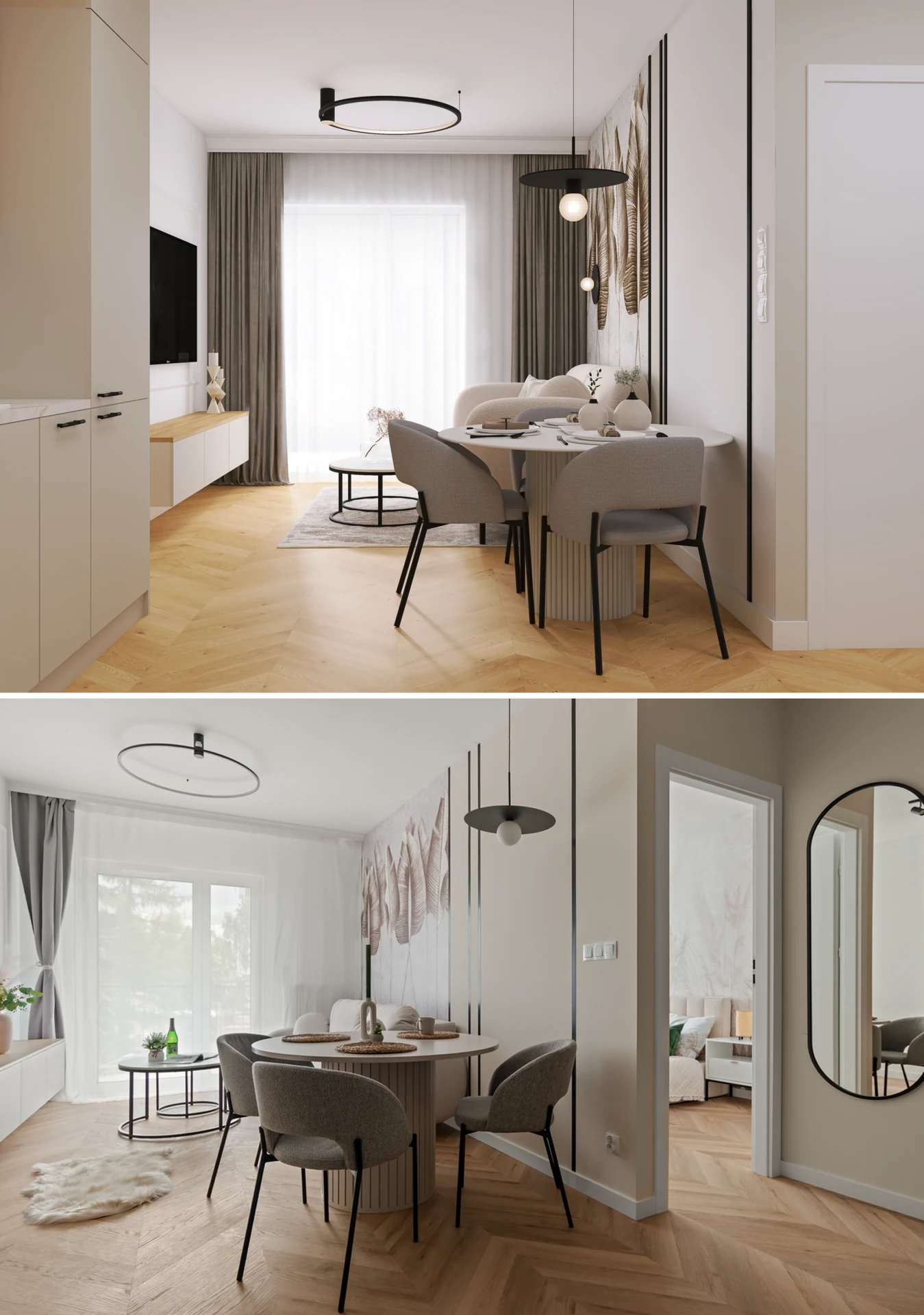 Visualisation and completed interior — comparison 6