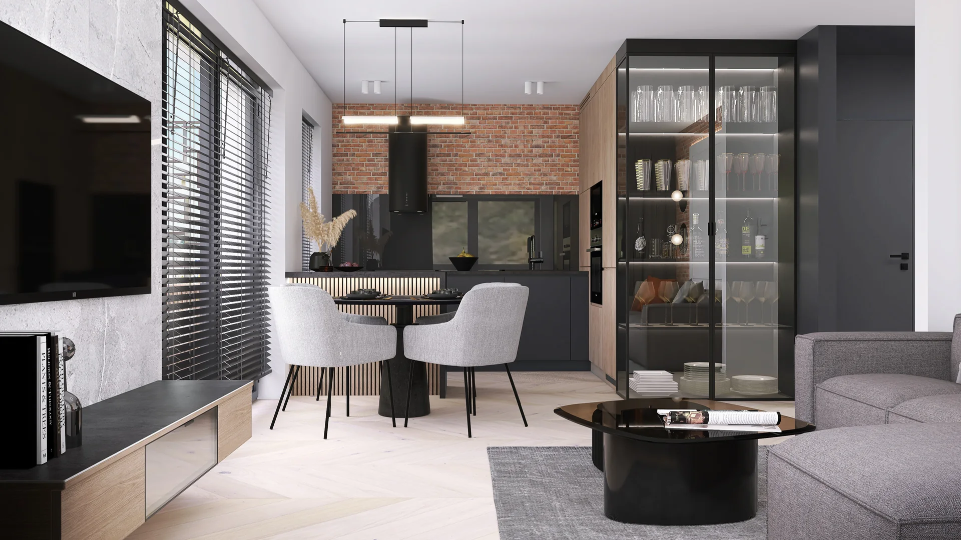 Living areas — 1 salon z kuchnia — 2