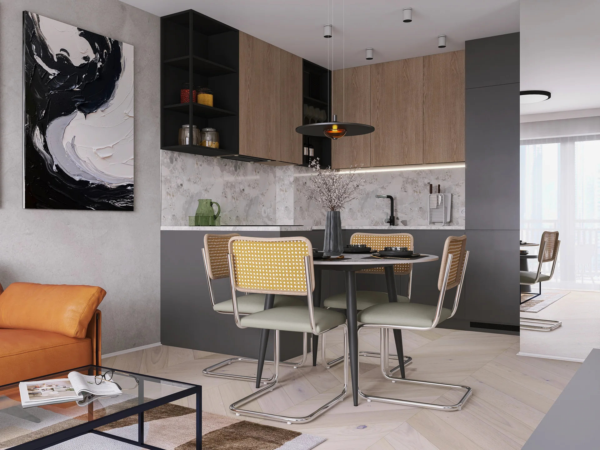 Living areas — 1 salon z kuchnia — 4