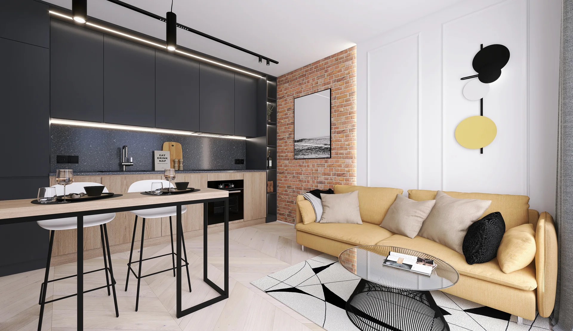 Living areas — 1 salon z kuchnia — 5