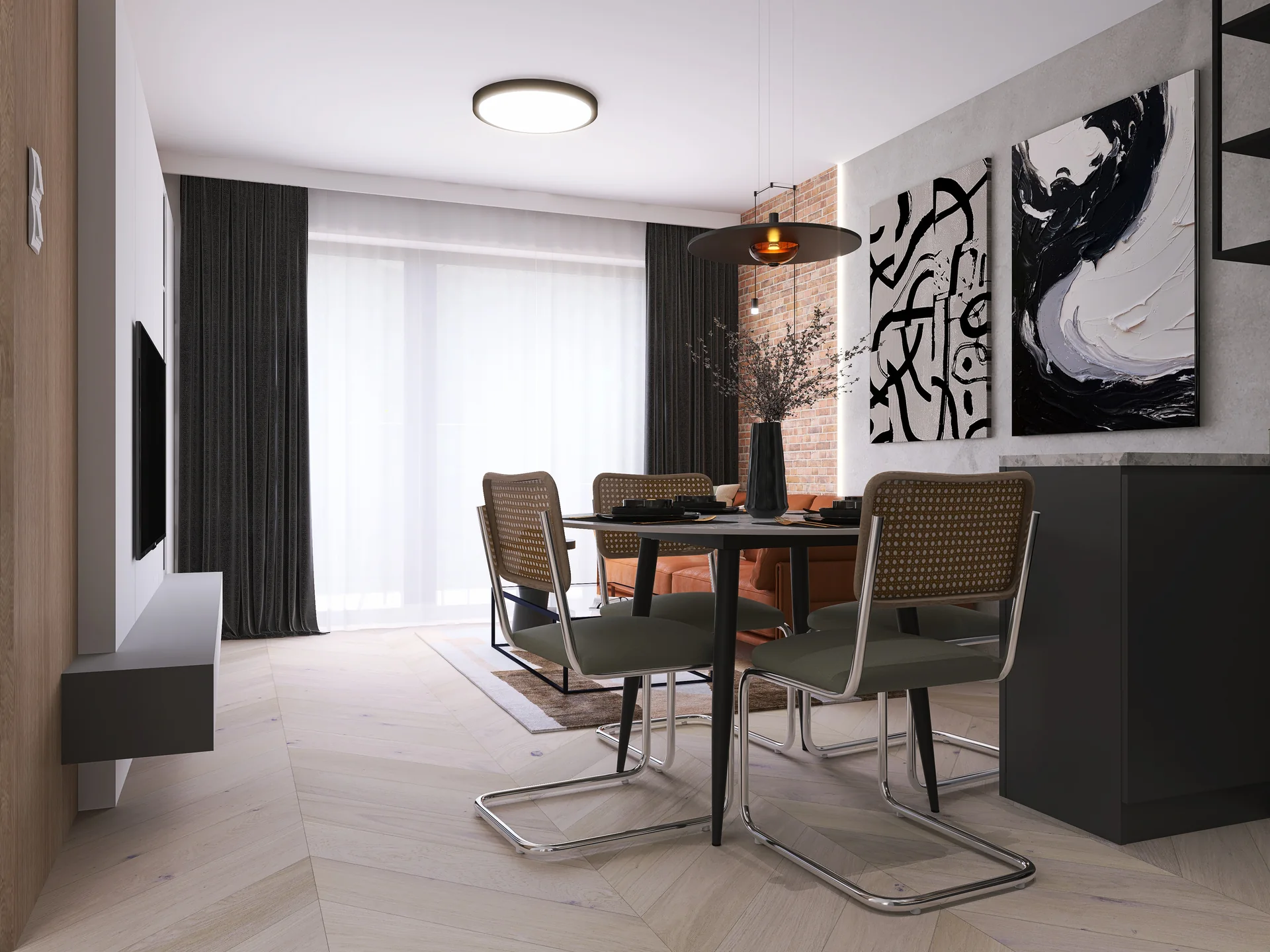 1 salon z kuchnia — 8