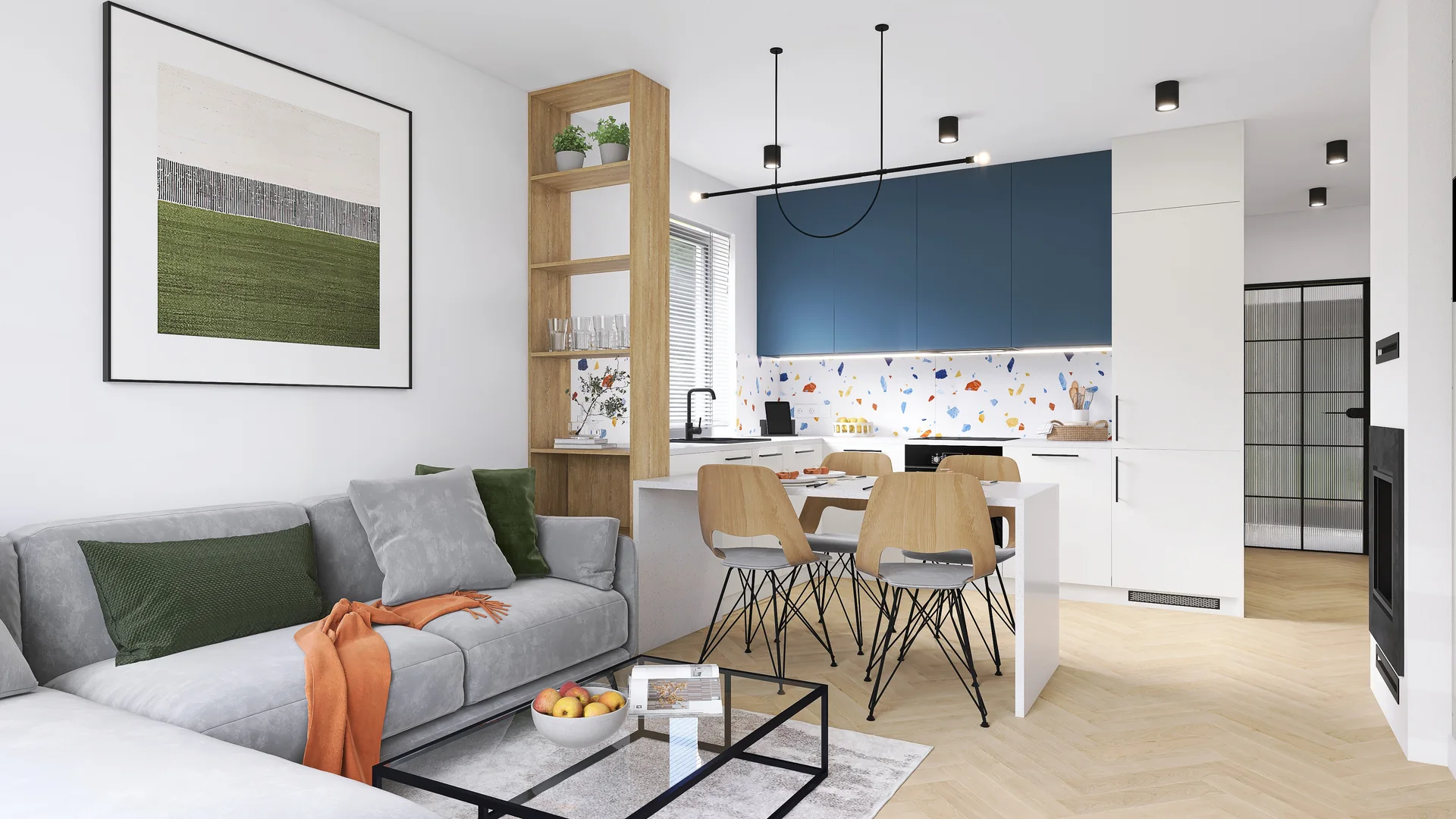 Living areas — 1 salon z kuchnia — 2