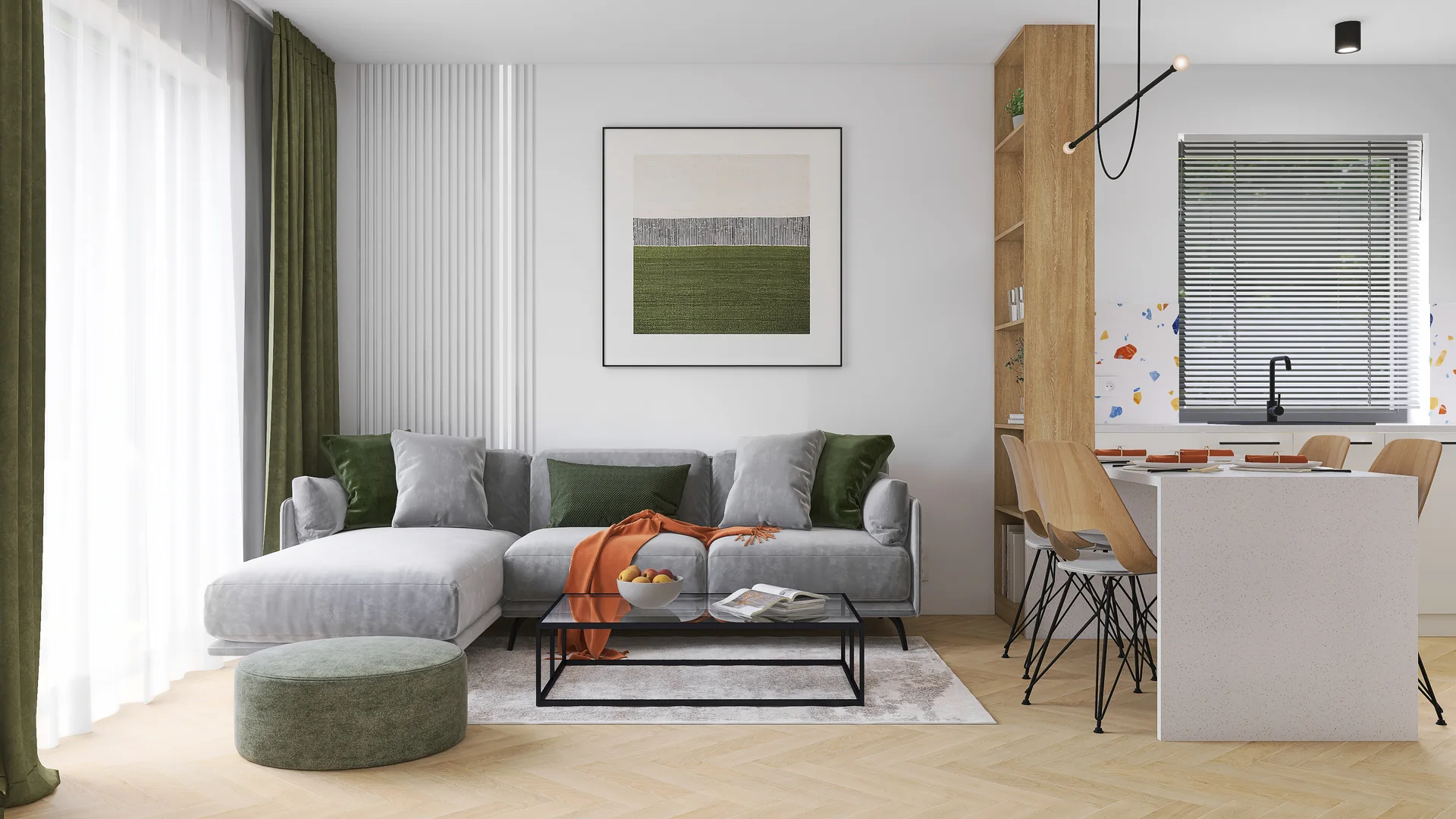 Living areas — 1 salon z kuchnia — 5