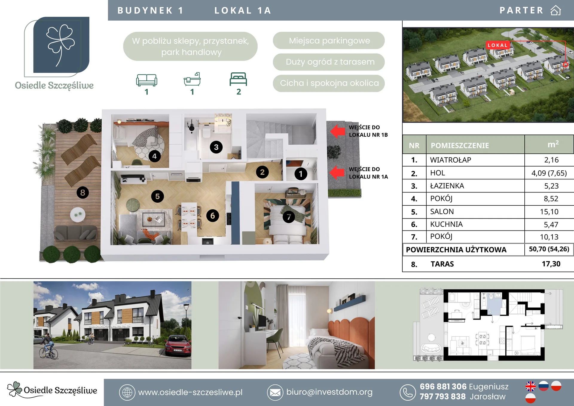 Unit cards and sales materials — Budynek 1 lokal 1a — 2