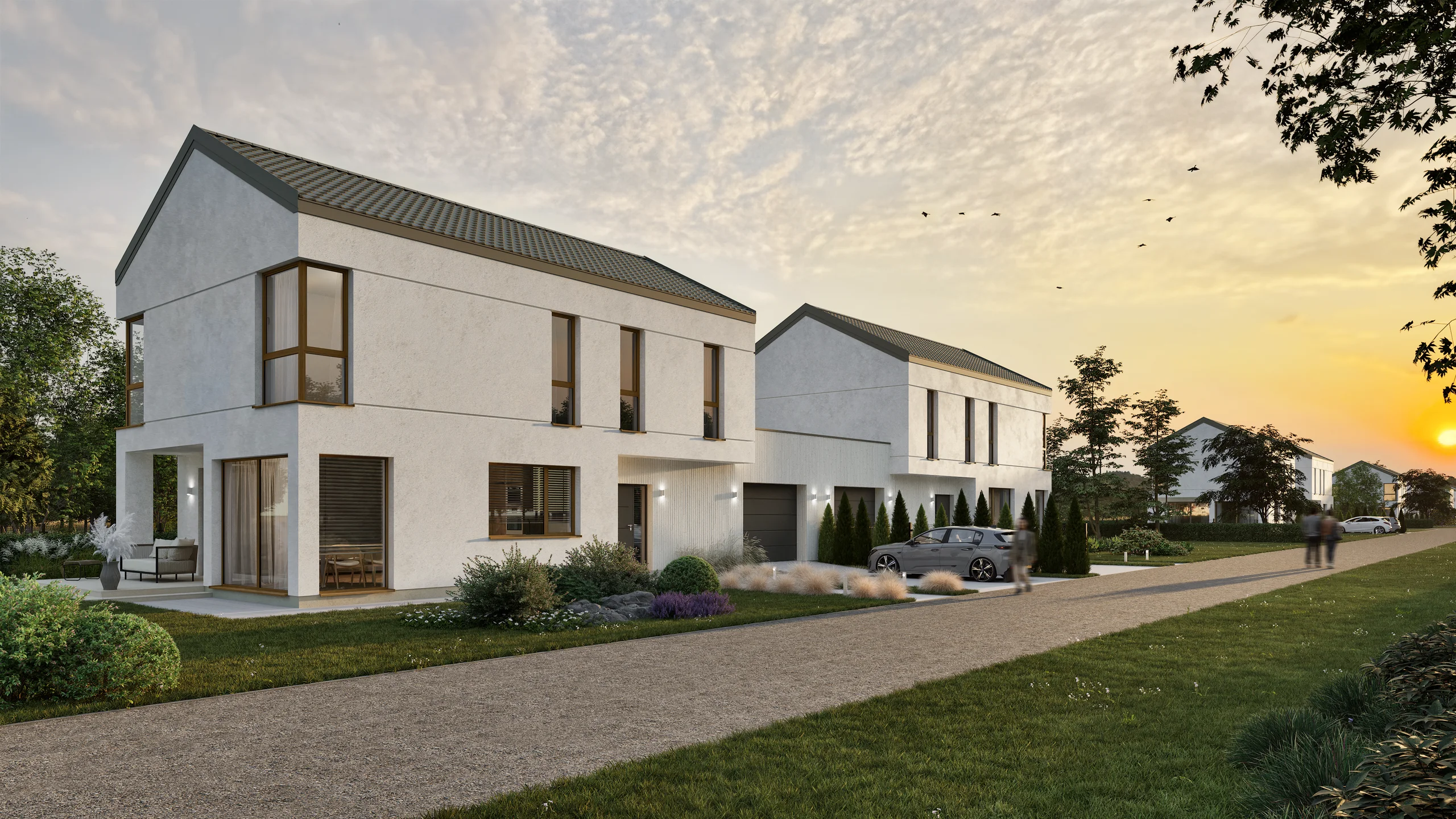 Exterior visualisation of a woodland house