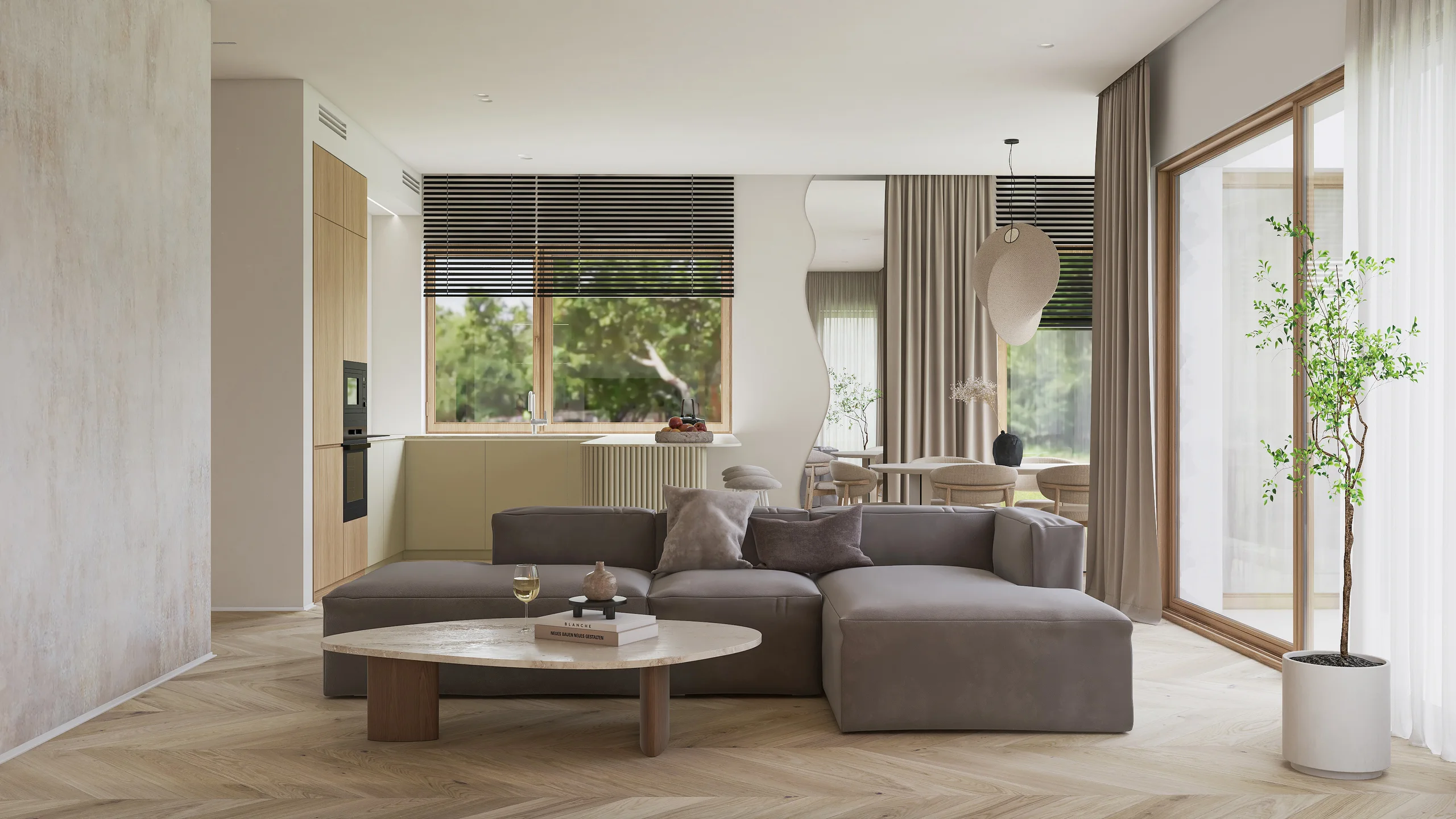 Interiors and ways of living — Salon z kuchnia